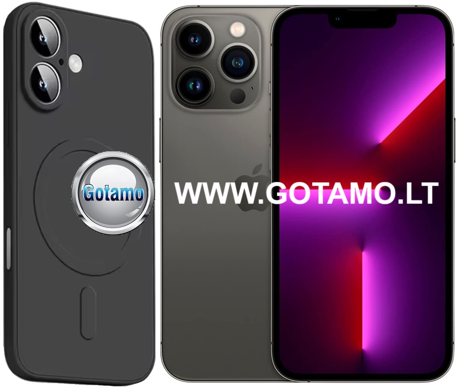 Magsafe matte plus deklas Apple iPhone 13 pro max juodos