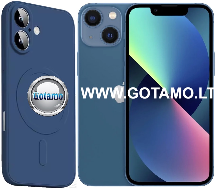 Magsafe matte plus deklas Apple iPhone 13 tamsiai melynos