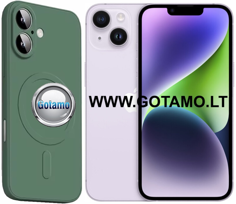 Matte plus deklas Apple iPhone 14 plus tamsiai zalios