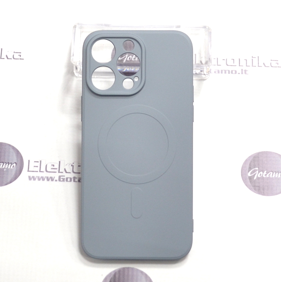 MagSafe Matte Plus dėklas nugarėlė Apple iPhone 14 Pro Max telefonui pilkai melsvos spalvos 2 Matte plus deklas Apple iPhone 14 pro max pilkai melsvos 2