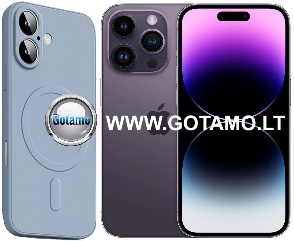 Matte plus deklas Apple iPhone 14 pro max pilkai melsvos