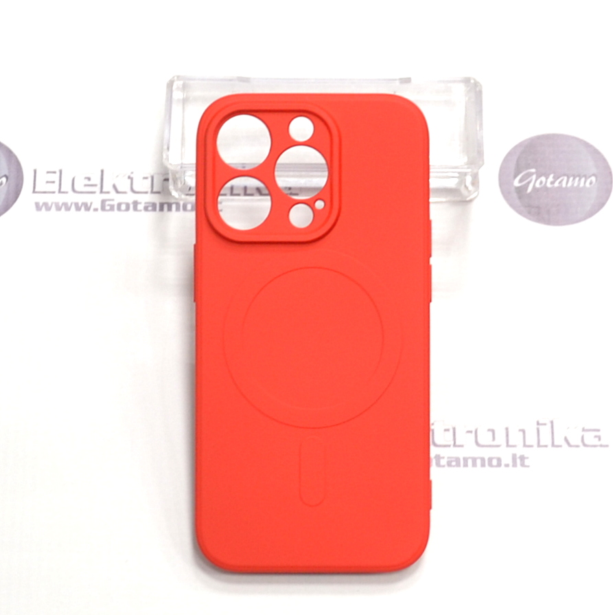 MagSafe Matte Plus dėklas nugarėlė Apple iPhone 14 Pro telefonui raudonos spalvos 2 Magsafe matte plus deklas Apple iPhone 14 pro raudonos 2