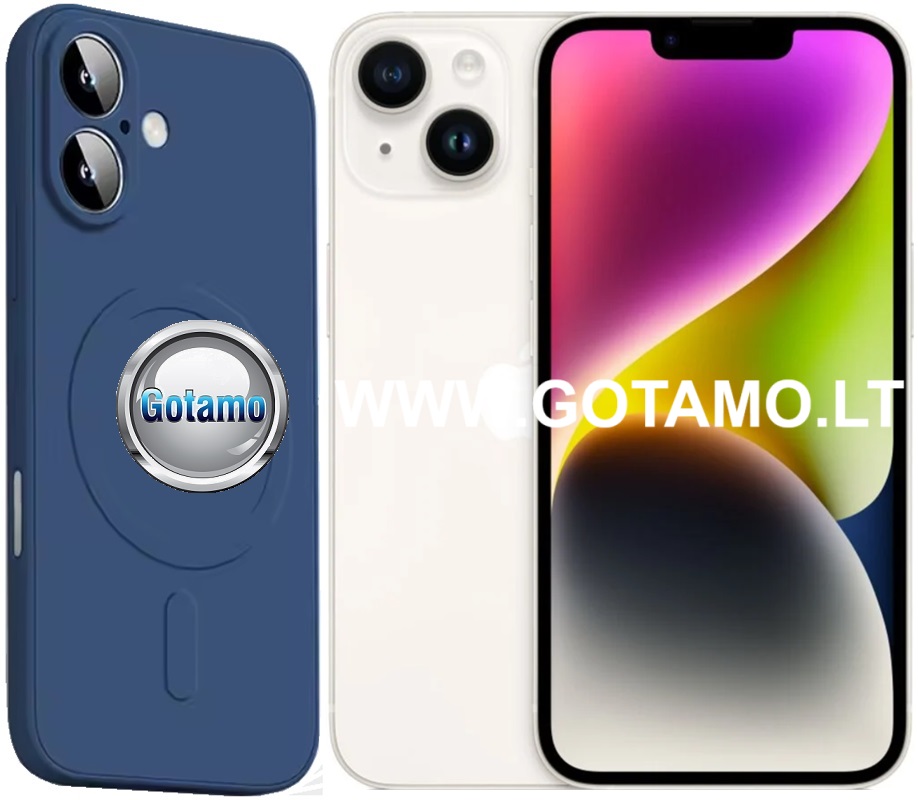 Magsafe matte plus deklas Apple iPhone 14 tamsiai melynos