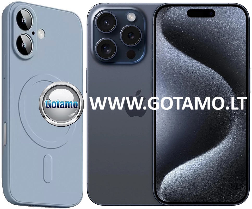 Matte plus deklas Apple iPhone 15 pro pilkai melsvos