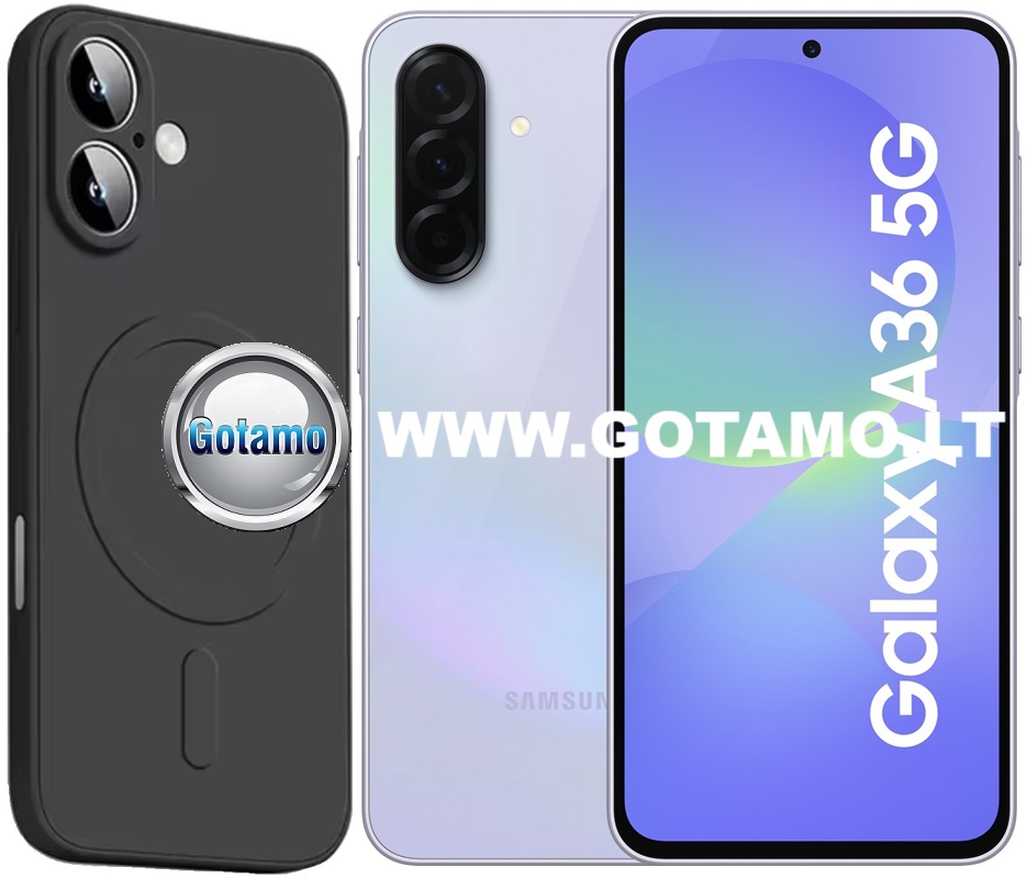 MagSafe Matte Plus dėklas Samsung Galaxy A36 juodos spalvos