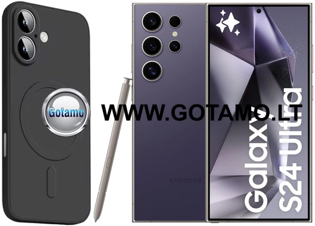 MagSafe Matte Plus dėklas Samsung Galaxy S24 Ultra juodos spalvos