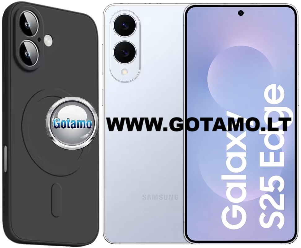 MagSafe Matte Plus dėklas Samsung Galaxy S25 Edge juodos spalvos