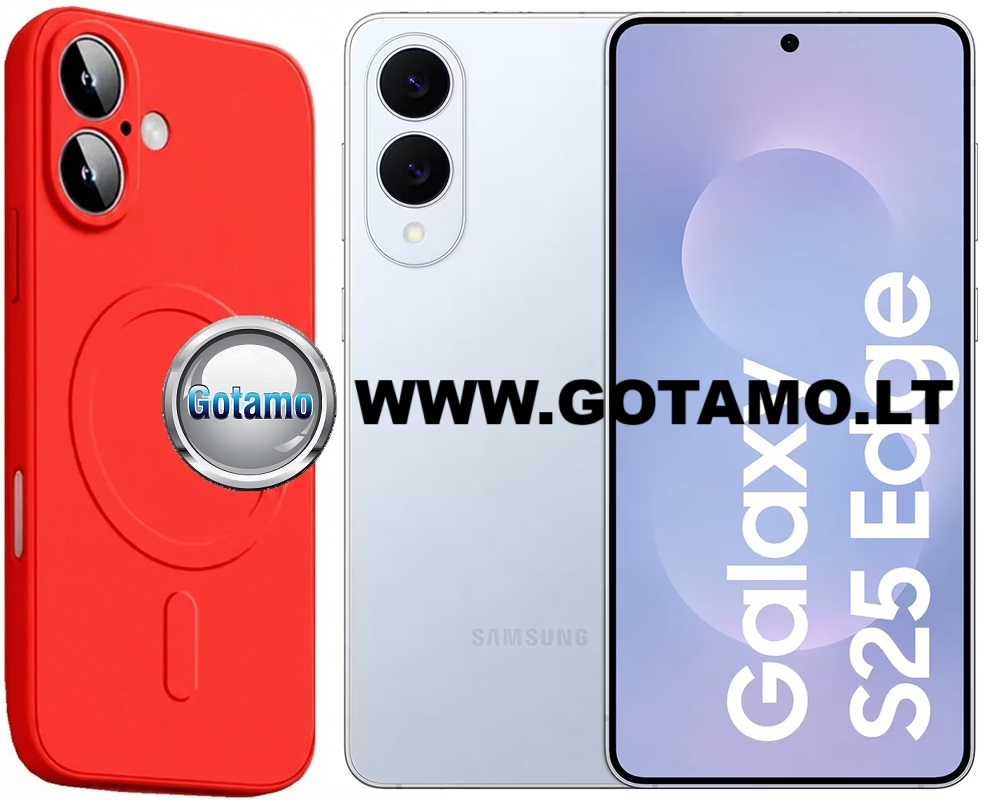 MagSafe Matte Plus dėklas Samsung Galaxy S25 Edge raudonos spalvos