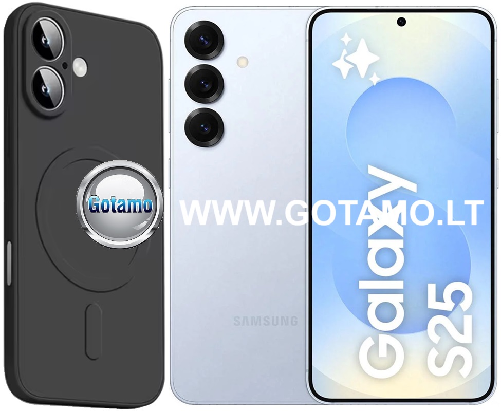 MagSafe Matte Plus dėklas Samsung Galaxy S25 juodos spalvos