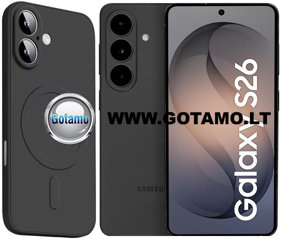 MagSafe Matte Plus dėklas Samsung Galaxy S26 juodos spalvos