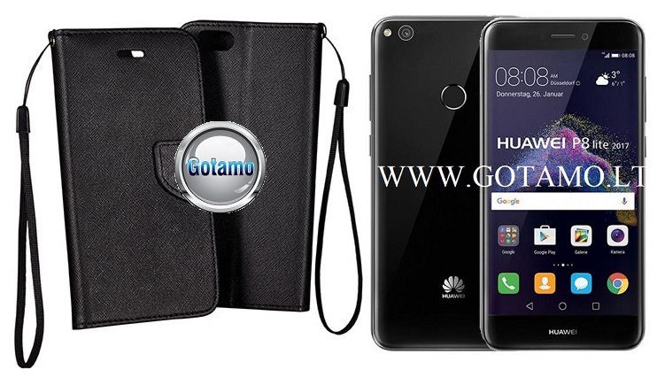 Manager dėklas Huawei P9 Lite (2017) mobiliesiems telefonams juodos spalvos