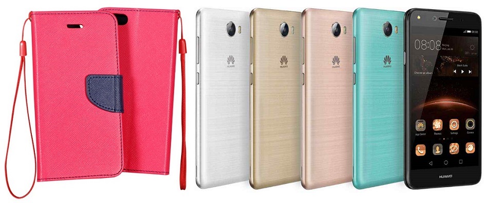 Manager dėklas Huawei Y5II mobiliesiems telefonams rožinės spalvos