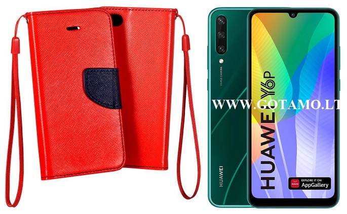 Manager dėklas Huawei Y6p mobiliesiems telefonams raudonos spalvos