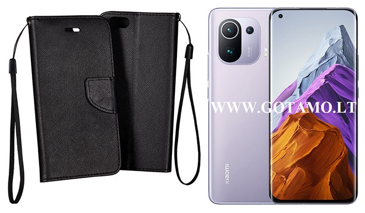 Manager dėklas Xiaomi Mi 11, Xiaomi Mi 11 Pro mobiliesiems telefonams juodos spalvos