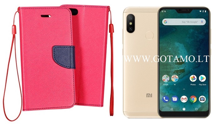 Manager dėklas Xiaomi Mi A2 Lite, Xiaomi Redmi 6 Pro mobiliesiems telefonams rožinės spalvos