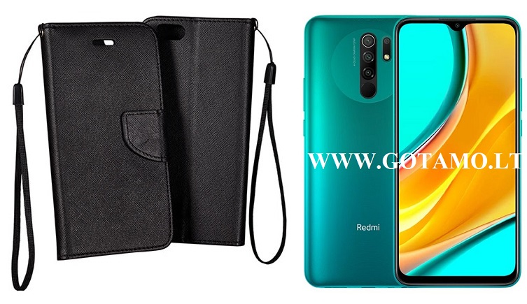 Manager dėklas Xiaomi Redmi 9 telefonams juodos spalvos