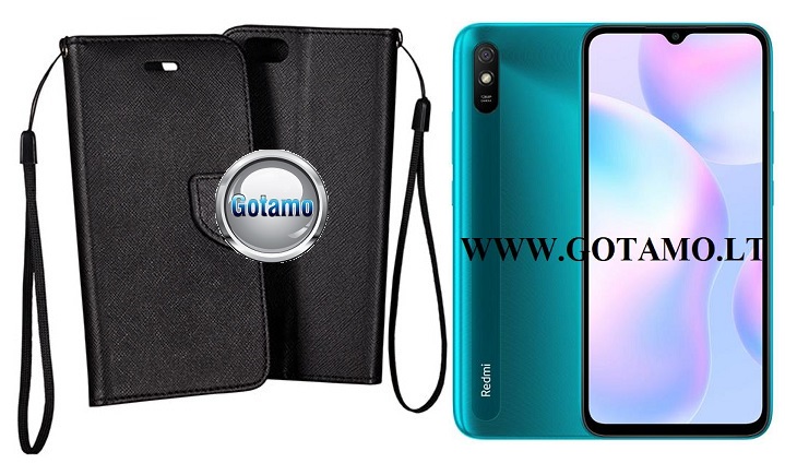Manager dėklas Xiaomi Redmi 9A mobiliesiems telefonams juodos spalvos