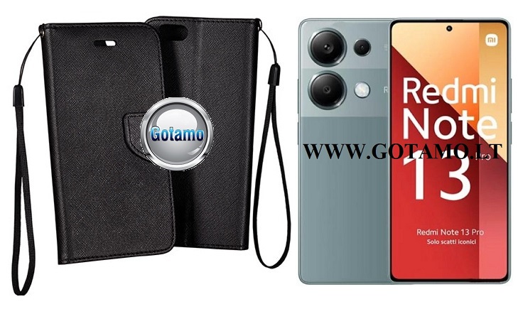 Manager dėklas Xiaomi Redmi Note 13 Pro 4G, Xiaomi Poco M6 Pro mobiliesiems telefonams juodos spalvos