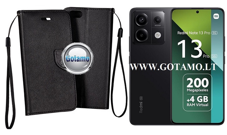 Manager dėklas Xiaomi Redmi Note 13 Pro 5G, Xiaomi Poco X6 mobiliesiems telefonams juodos spalvos