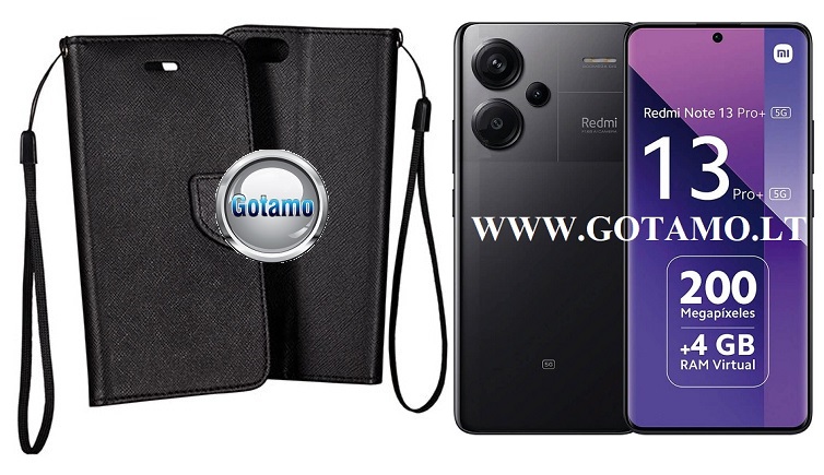 Manager dėklas Xiaomi Redmi Note 13 Pro Plus mobiliajam telefonui juodos spalvos