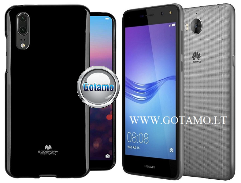Mercury Jelly dėklas nugarėlė Huawei Y5 (2017) Huawei Y6 (2017) telefonui juodos spalvos