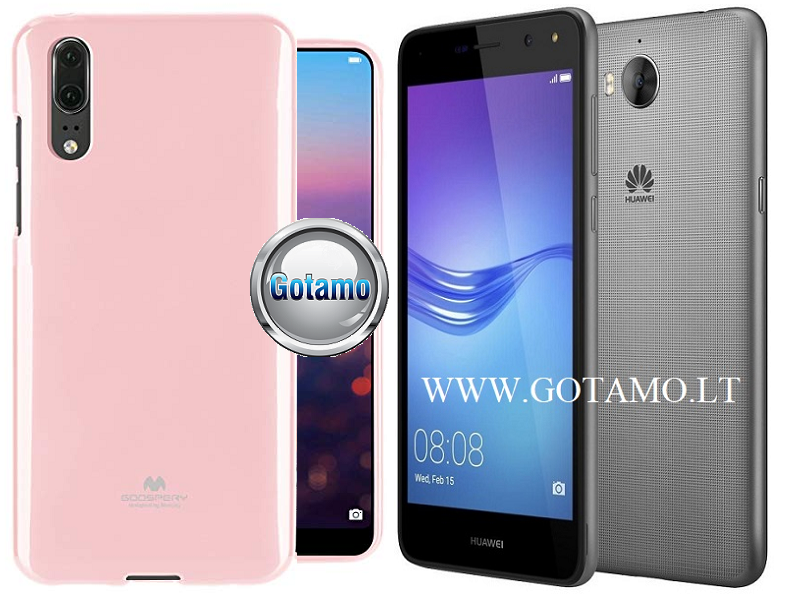 Mercury Jelly dėklas nugarėlė Huawei Y5 (2017) Huawei Y6 (2017) telefonui rožinės spalvos