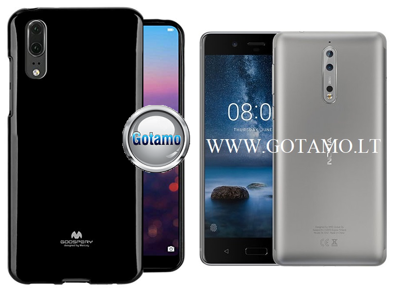 Mercury Jelly dėklas nugarėlė Nokia 8 juoda