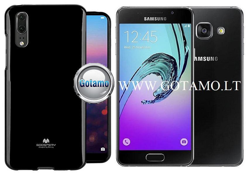 Mercury Jelly dėklas Samsung Galaxy A3 (2016) juodos spalvos