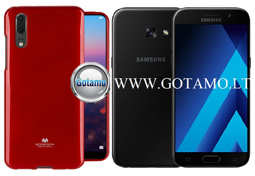Mercury Jelly dėklas Samsung Galaxy A3 (2017) raudonos spalvos
