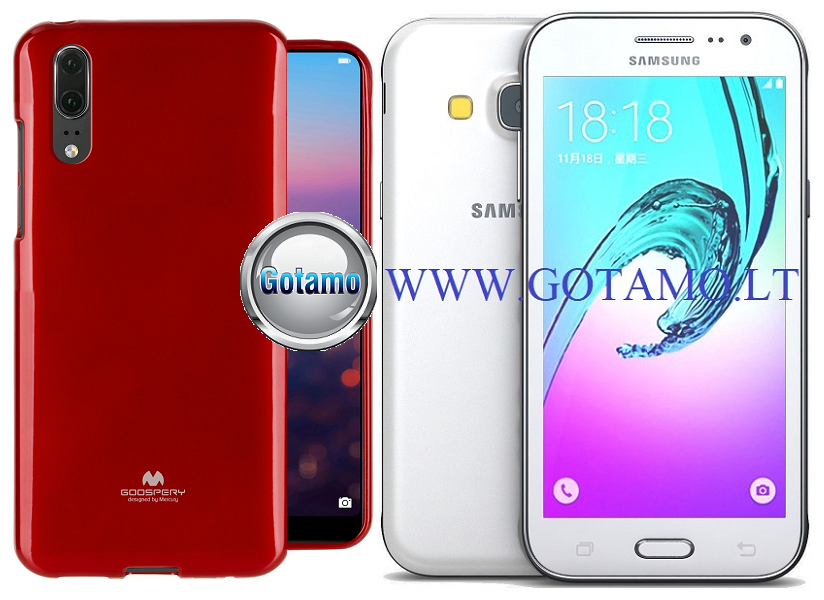 Mercury Jelly dėklas Samsung Galaxy J3 (2016) raudonos spalvos