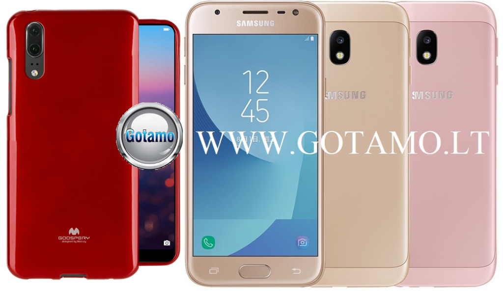 Mercury Jelly dėklas Samsung Galaxy J3 (2017) raudonos spalvos