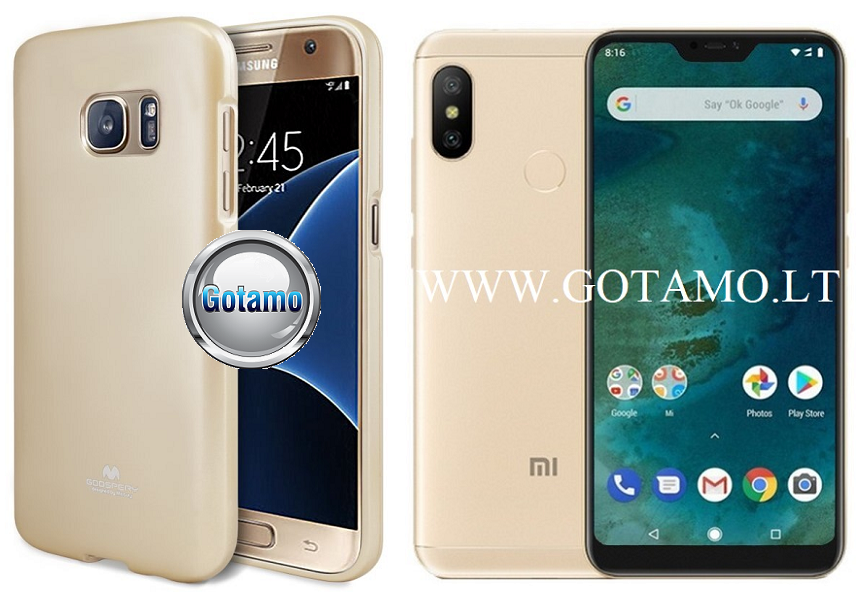 Mercury Jelly dėklas nugarėlė Xiaomi Mi A2 Lite Xiaomi Redmi 6 Pro telefonui aukso spalvos