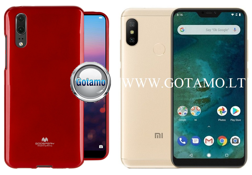 Mercury Jelly dėklas nugarėlė Xiaomi Mi A2 Lite Xiaomi Redmi 6 Pro telefonui raudonos spalvos