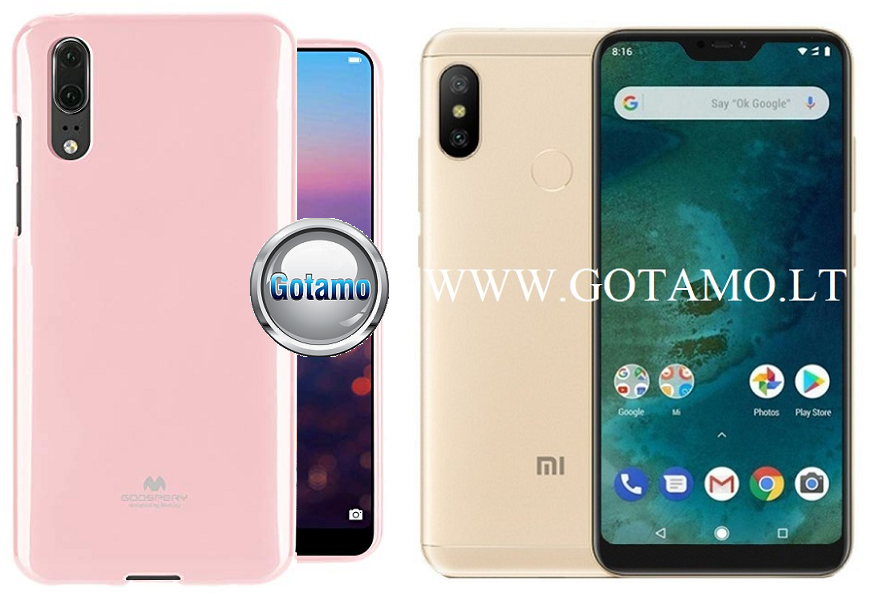 Mercury Jelly dėklas nugarėlė Xiaomi Mi A2 Lite Xiaomi Redmi 6 Pro telefonui rožinės spalvos