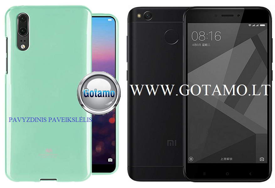 Mercury Jelly dėklas nugarėlė Xiaomi Redmi 4X telefonui mėtinės spalvos