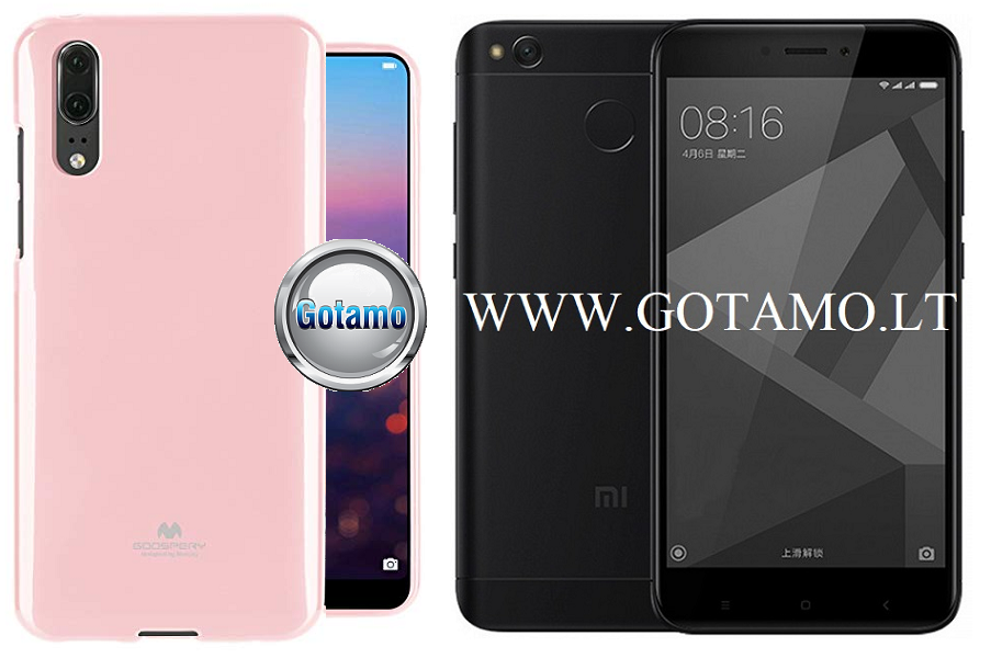 Mercury Jelly dėklas nugarėlė Xiaomi Redmi 4X telefonui rožinės spalvos