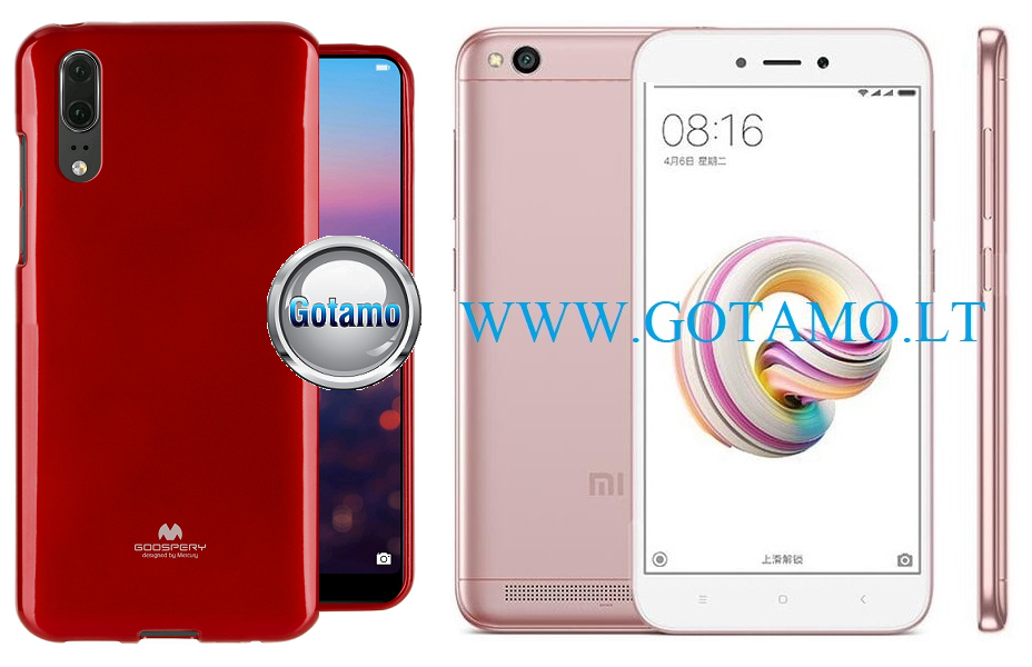 Mercury Jelly dėklas nugarėlė Xiaomi Redmi 5A telefonui raudonos spalvos