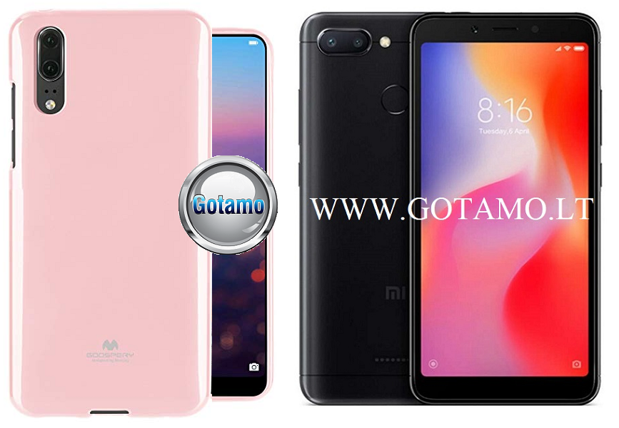 Mercury Jelly dėklas nugarėlė Xiaomi Redmi 6 6A telefonui rožinės spalvos
