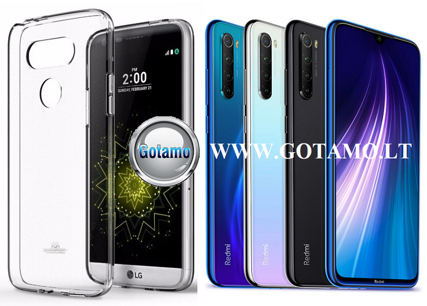 Mercury Jelly dėklas nugarėlė Xiaomi Redmi Note 8 telefonui skaidrus