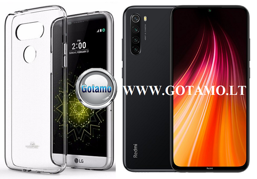 Mercury Jelly dėklas nugarėlė Xiaomi Redmi Note 8T telefonui skaidrus