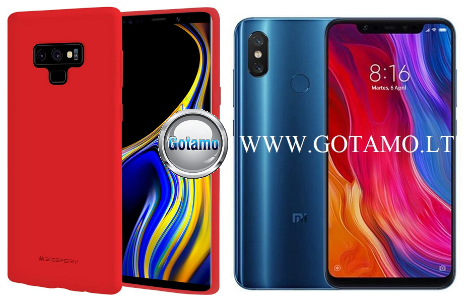 Mercury Soft Feeling dėklas nugarėlė Xiaomi Mi 8 Xiaomi Mi 8 Pro telefonui raudonos spalvos
