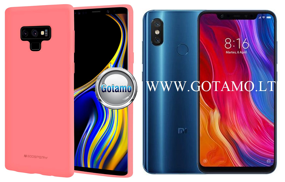 Mercury Soft Feeling dėklas nugarėlė Xiaomi Mi 8 Xiaomi Mi 8 Pro telefonui rožinės spalvos