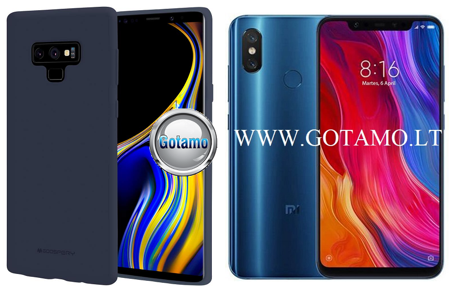 Mercury Soft Feeling dėklas nugarėlė Xiaomi Mi 8 Xiaomi Mi 8 Pro telefonui tamsiai mėlynos spalvos