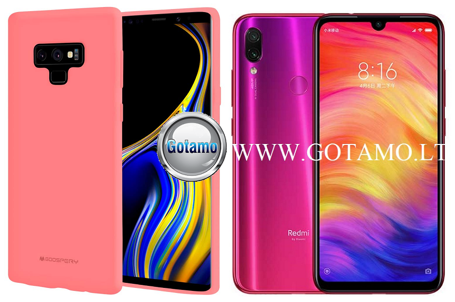 Mercury Soft Feeling dėklas nugarėlė Xiaomi Redmi Note 7 Xiaomi Redmi Note 7 Pro telefonui rožinės spalvos