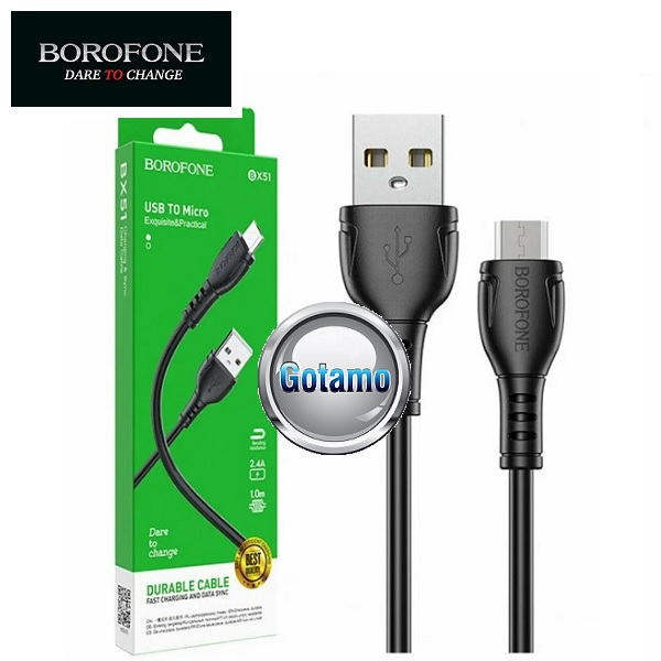 Micro USB laidas 1 metras Borofone juodos