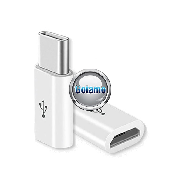 Micro USB lizdas į Type-C jungtis baltos
