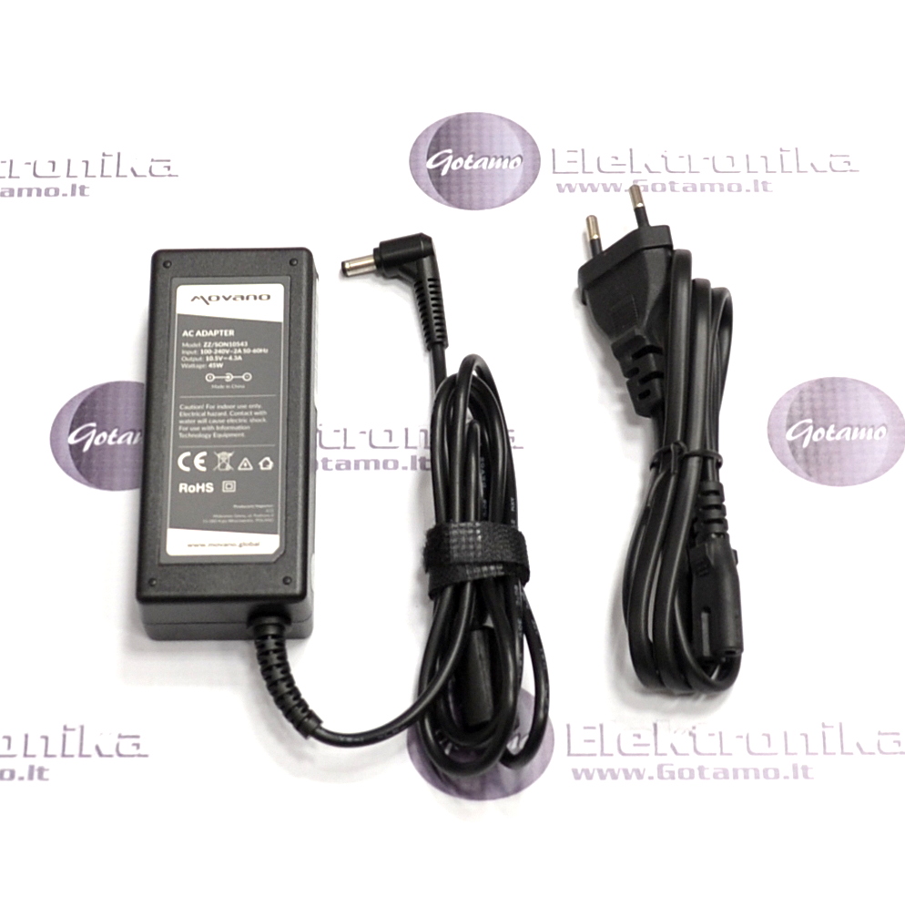 Nešiojamo kompiuterio kroviklis 10.5V 4.3A (45W) 4.8mm x 1.7mm Movano 2 Nešiojamo kompiuterio kroviklis 10.5V
