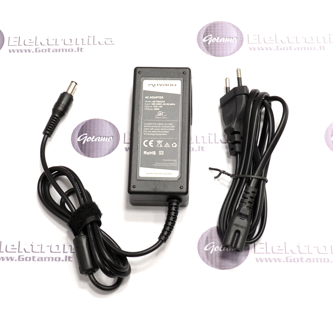 Nešiojamo kompiuterio kroviklis 15V 4A (60W) 6.3mm x 3.0mm Movano 2 Nešiojamo kompiuterio kroviklis 15V 4A