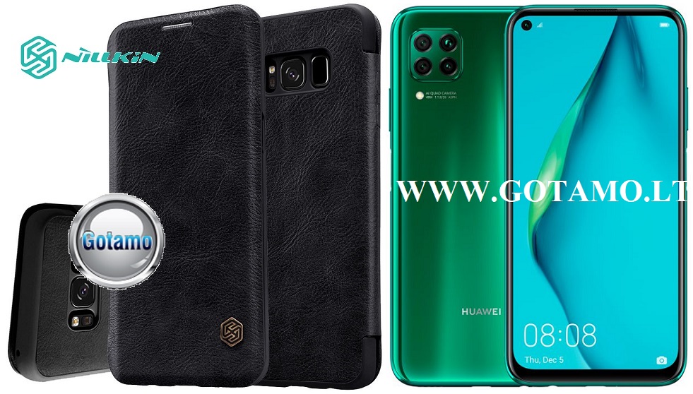 Nillkin Qin odinis dėklas Huawei P40 Lite telefonui juodos spalvos