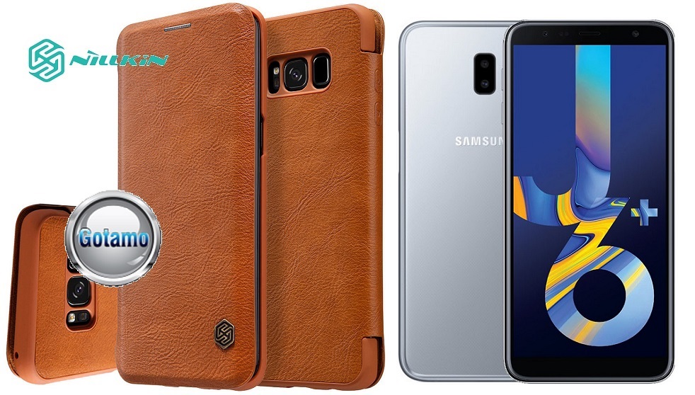 Nillkin Qin odinis dėklas Samsung Galaxy J6+ (2018) rudos spalvos